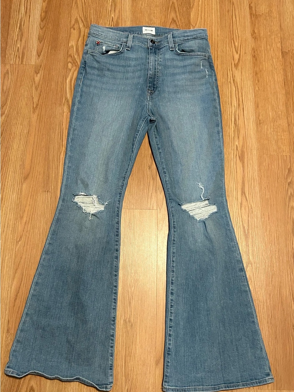 Hudson Heidi Jeans Flare Stretch Cotton High Rise Size 30 Blue Denim